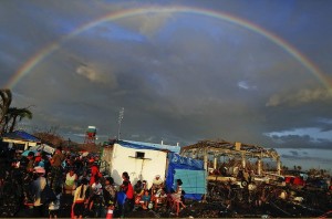 A Rainbow Appears Above Typhoon Haiyan Survivors