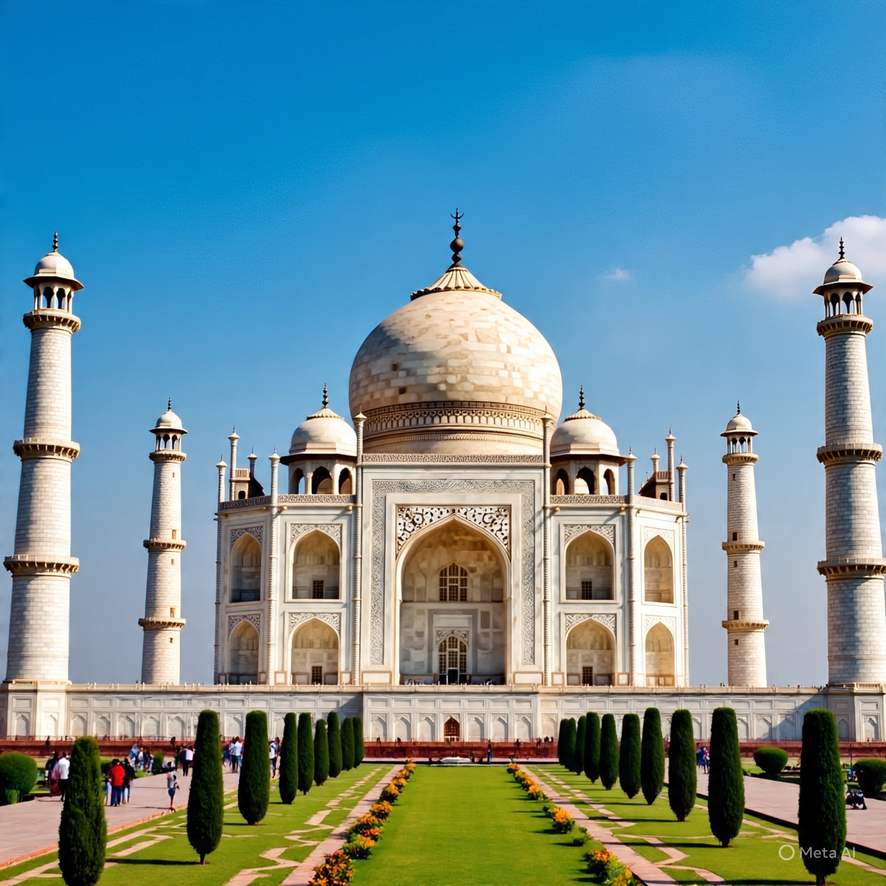 Tourists admiring the Taj Mahal in Agra, India